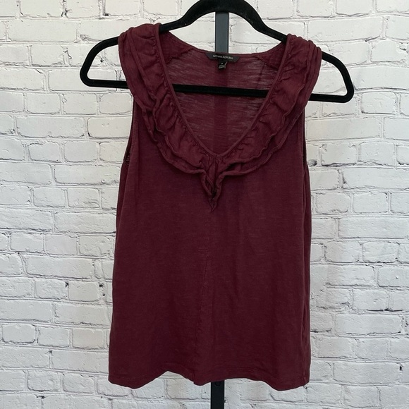 Banana Republic Maroon Ruffle Sleeveless Blouse - Picture 1 of 4